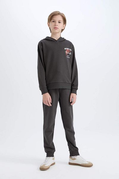 DeFacto Set de 2 piese pentru băiat, hanorac imprimat, pantaloni de sport cu talie elastică D2040A824AU