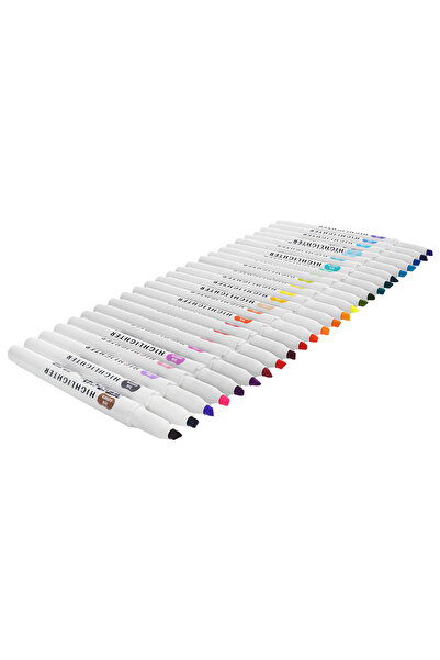Wexta 25'li Çift Taraflı Highlighter Pastel Renk Fosforlu Kalem Seti