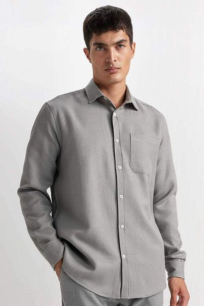 DeFacto Regular Fit Polo Neck Cotton Long Sleeve Shirt D4976Ax24Au
