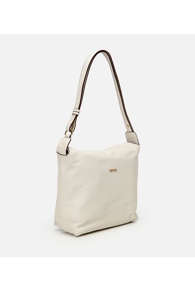 Hotiç Women's Leather Ecru Adjustable Strap Shoulder Bag