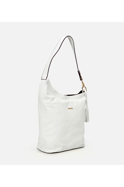 Hotiç Women's Leather White Asymmetric Soft Textured Shoulder Bag