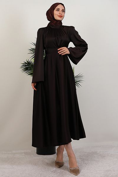 GİYZAMİLA Nazlı Hijab Dress Bitter Brown