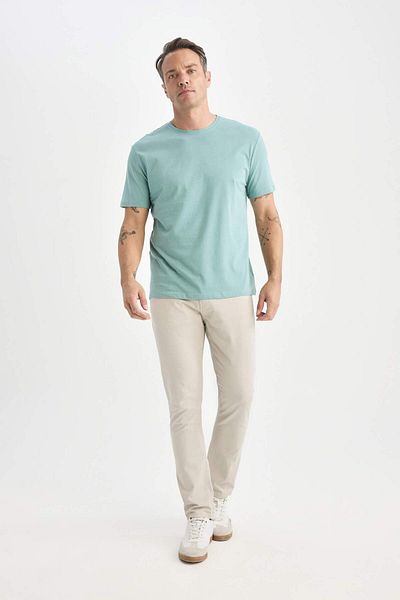 DeFacto 100% бавовна New Regular Fit Велосипедний комір Basic Прямий короткий рукав Футболка E1091AXNS