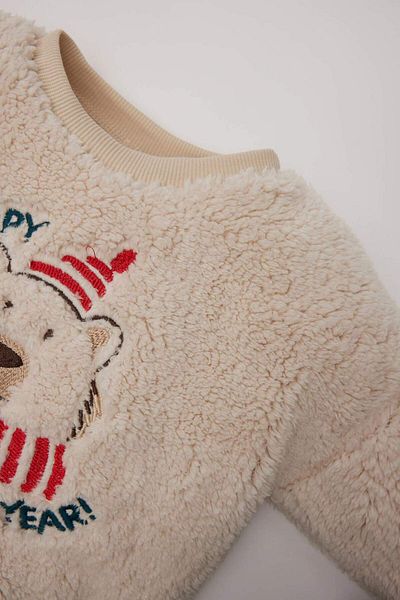 DeFacto Baby Boy Crew Neck Christmas Themed Plush Sweatshirt D6594A524Wn