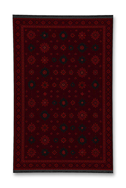 Rugs Modern Halı سجادة موسو الزخرفية الكلاسيكية بنمط زهور منسوجة على قاعدة منسوجة بألوان أحمر بوردو وأسود طراز موسو161