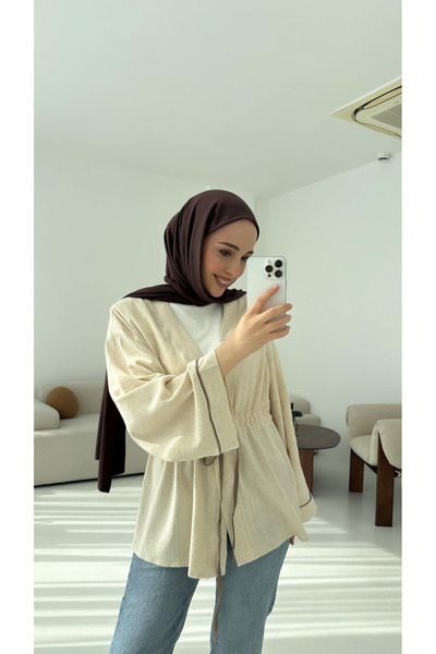 My Blog Přírodní kimono ze 100% bavlny s rukávy - 7493