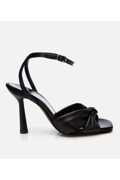 Hotiç Women's Leather Black Belted Heeled Sandals