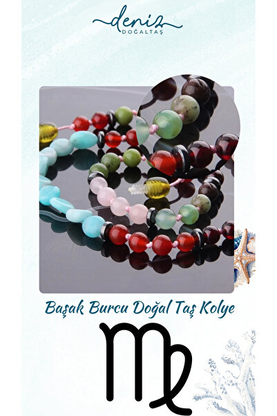 Deniz Doğal Taş Sertifikalı Başak Burcu ( Taşlar) Doğaltaş Kolye M057