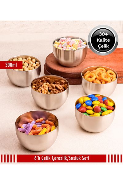 Steel & More Steel Sauce Bowl 6 Piece Snack Bowl Set - 9cm