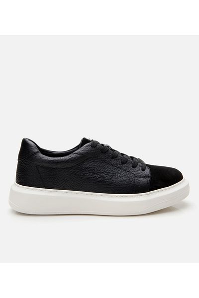 Hotiç Men's Suede Leather Black Comfortable Sole Sports Shoes