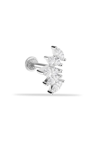 Dianora Piercing 14 Ayar Altın 5 Markiz Taşlı Minimal Tragus Piercing