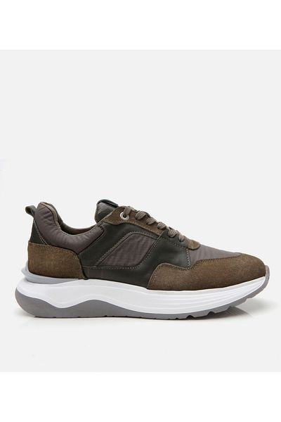Hotiç Men's Suede Leather Khaki Light Sole Sports Shoes