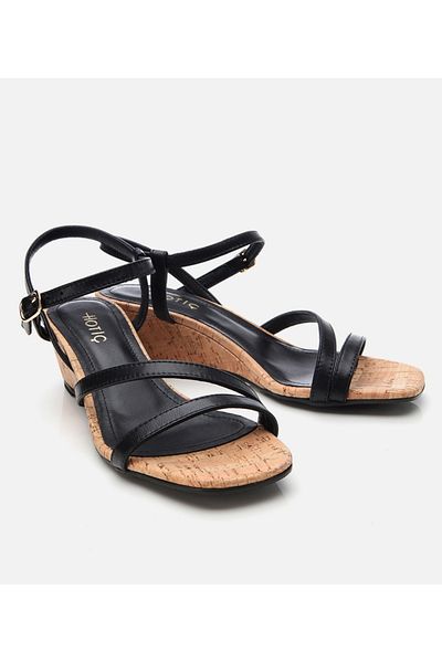 Hotiç Women's Leather Black Wedge Heeled Sandals