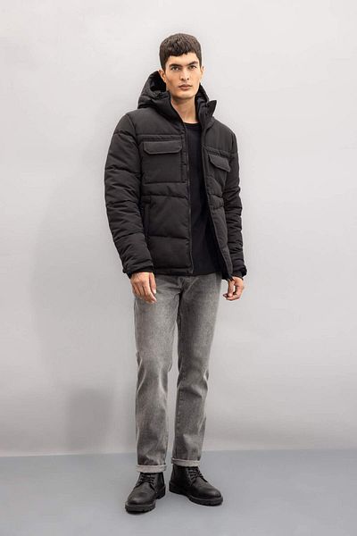 DeFacto Jachetă pufă Slim Fit Buzunar cu glugă cu fermoar C7437ax24wn