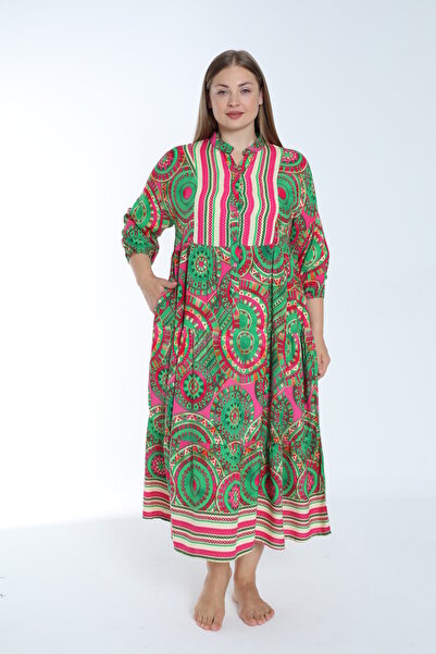 Juliet Deluxe Women's Plus Size Button Detail Button Dress 33493