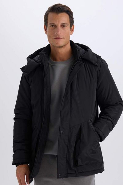 DeFacto Regular Fit Coat Removable Hood Zippered Snap Pocket Coat D5971Ax24Cw
