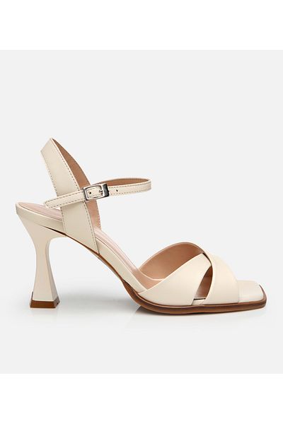 Hotiç Women's Leather Ecru Heeled Sandals