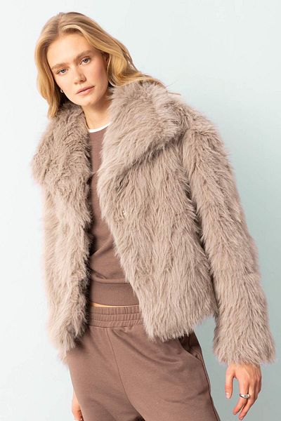 DeFacto Relax Fit Jacket Collar Snap Fastener Faux Fur Coat C9546Ax24Wn