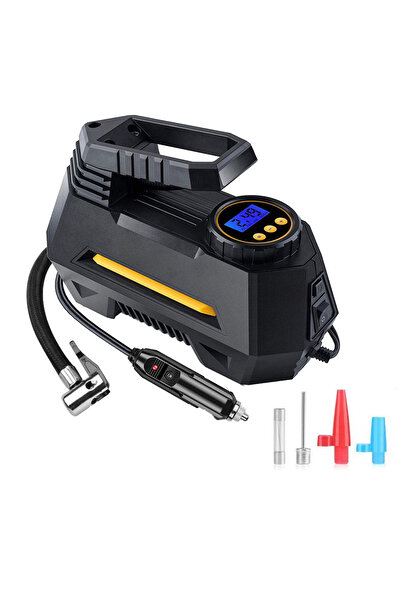 Enshall Çakmaklık Uyumlu Auhma Dijital Göstergeli Led Işıklı Taşınabilir Araç Lastik Şişirme Hava Kompresörü