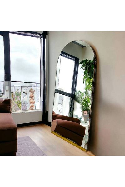 Al Saada Home Floor Mirror with Metal Frame and Stand 90×180 cm