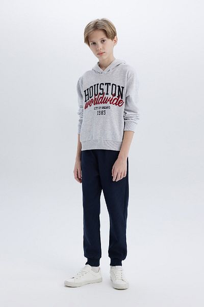 DeFacto Set de 2 piese pentru băieți, hanorac imprimat, pantaloni de sport cu talie elastică D9798A825SP