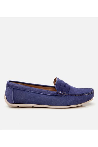 Hotiç Loafer de zi cu zi din piele de căprioară pentru femei, albastru bleumarin