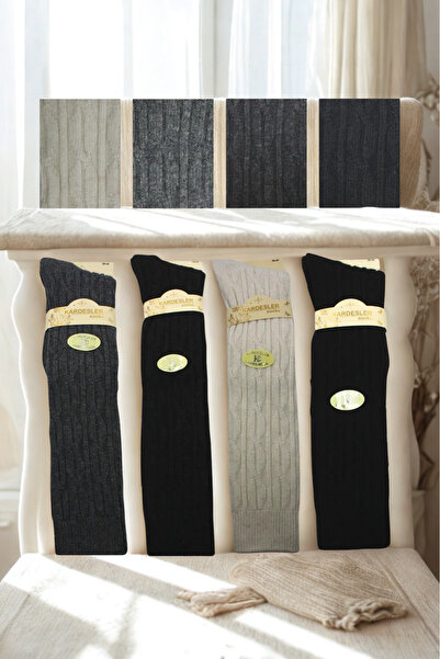 KARDEŞLER ÇORAP Дамски вълнени многоцветни чорапи до коляното 4 бр