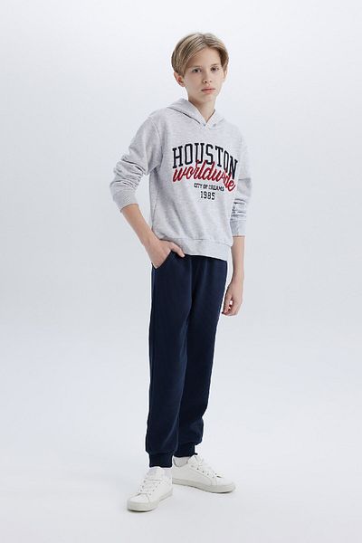 DeFacto Set de 2 piese pentru băieți, hanorac imprimat, pantaloni de sport cu talie elastică D9798A825SP