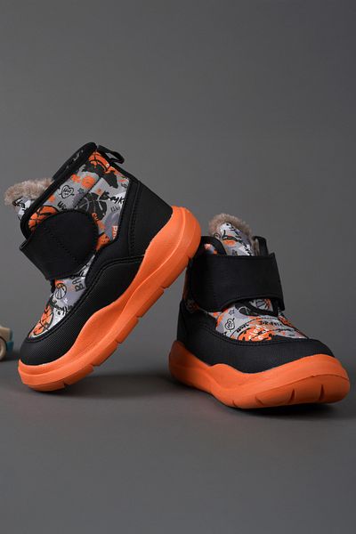 Vicco Santo Model Orthopedic Baby Boy and Child Black/Orange Snow Boots
