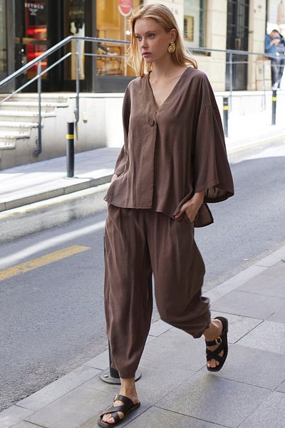 Suzi Button Detail Shirt and Shalwar Pants Set 51189