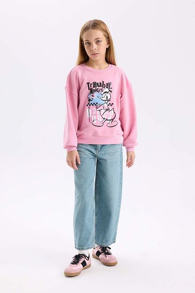 DeFacto Girl's Disney Mickey Mouse & Friends Relax Fit Crew Neck Sweatshirt D3114A824Wn