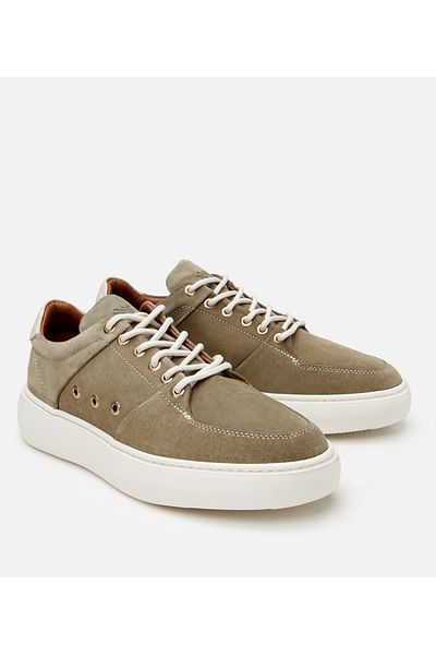 Hotiç Men's Suede Leather Green High-Sole Sports Shoes