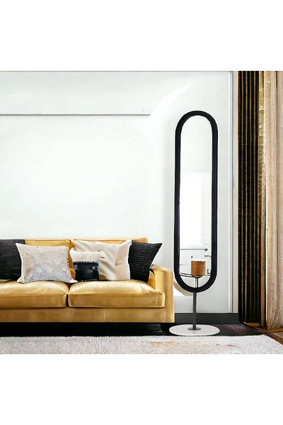 Al Saada Home Floor Mirror Black Frame 34x169 cm