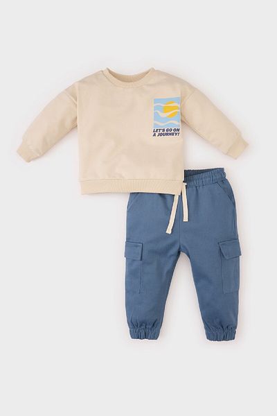 DeFacto 2-teiliges Set für Babys, bedrucktes Sweatshirt, elastische Taille, elastischer Bund, D3348A525SP
