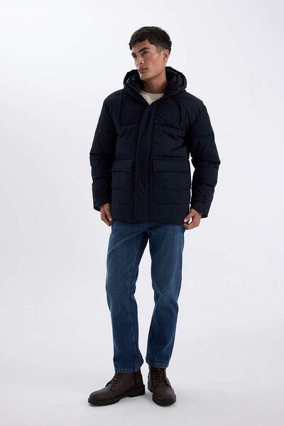 DeFacto Slim Fit Slim Fit Palton puf cu glugă, cu fermoar, buzunar dublu A3489AX24WN