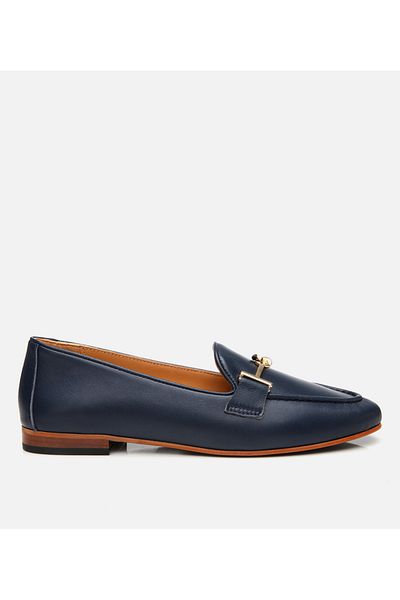 Hotiç Loafer clasic cu cataramă din piele albastru bleumarin pentru femei