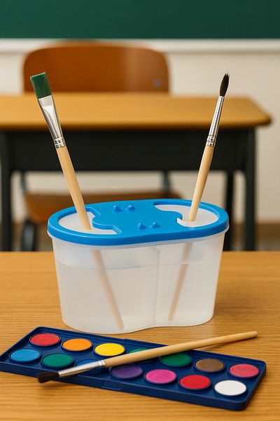Bigpoint Brush Washing Water Container 2 Compartments Blue