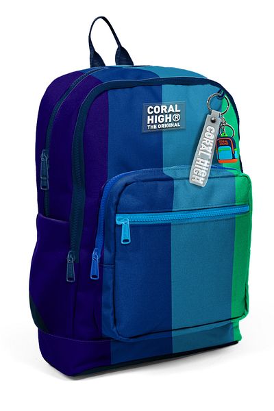 Coral High Kids Colorful Striped Four Compartment School Backpack 23781