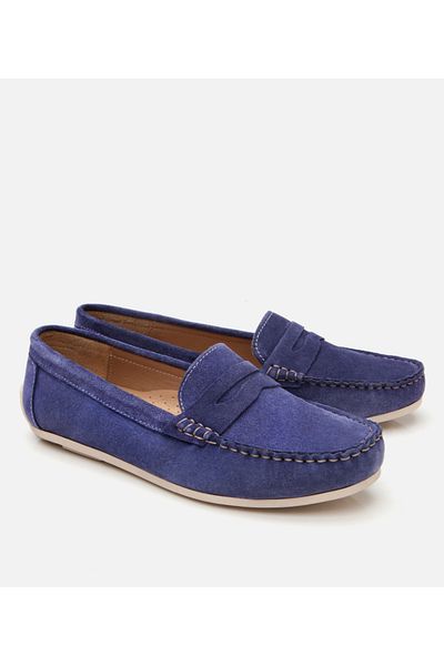 Hotiç Loafer de zi cu zi din piele de căprioară pentru femei, albastru bleumarin