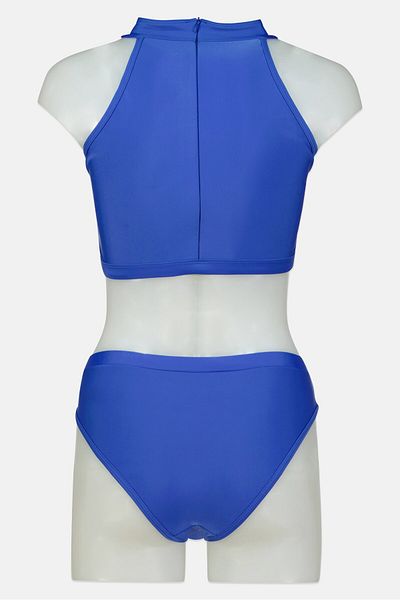 Brave Soul Women 2 Piece Plain Bikini Top And Bottom Set, Blue
