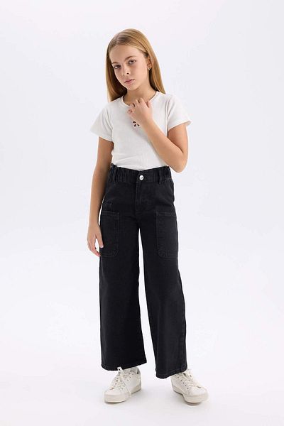 DeFacto Pantaloni de jeans cu picioare largi pentru fete D5449A824WN