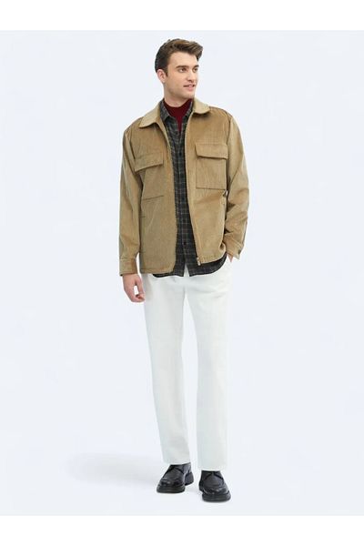 Kip Mink Regular Fit Woven Velvet Cotton Blended Overshirt