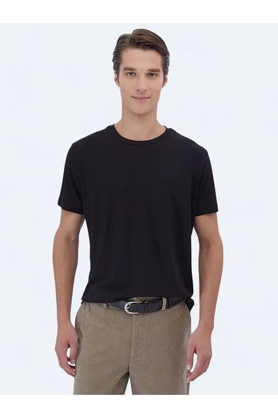 Kip Crew Neck Black Cotton T-shirt