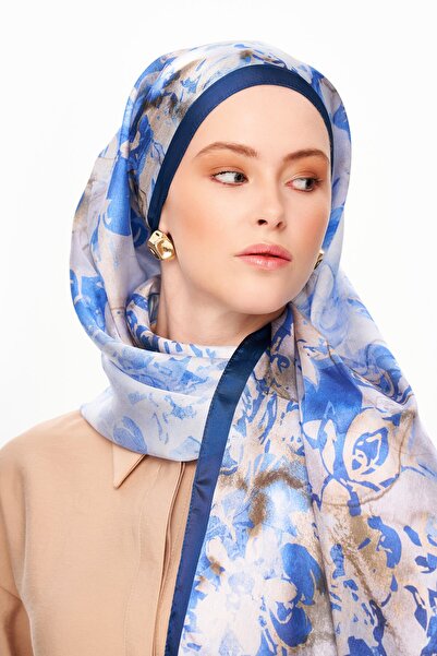 MOISCARF PAİSLEY SHADOW șal superior cu model etnic, albastru închis, primăvară