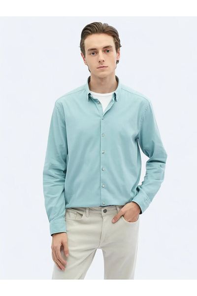 Kip Πουκάμισο Mint Plain Regular Fit Woven Casual από βαμβακερό μείγμα
