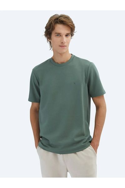 Kip Light Green Plain Crew Neck T-Shirt