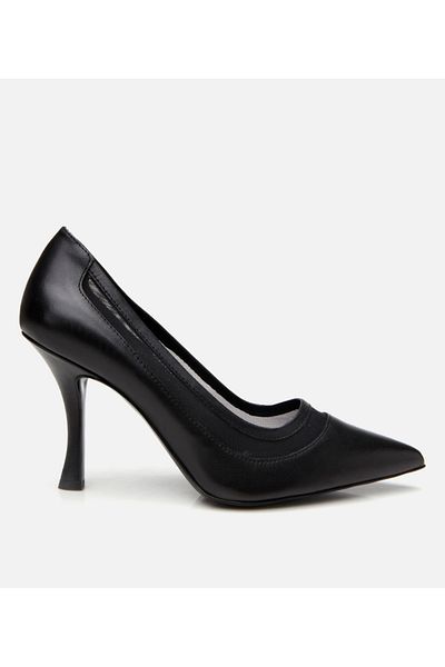 Hotiç Piele de damă neagră transparentă cu detaliu stiletto