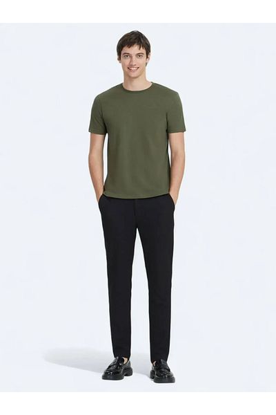 Kip Μπλουζάκι Khaki Plain Crew Neck 100% βαμβακερό