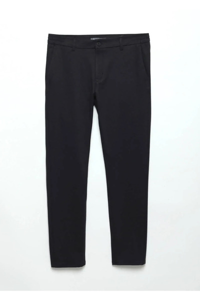 Ramsey Navy Blue Striped Knitted Jogging Fit Casual Trousers