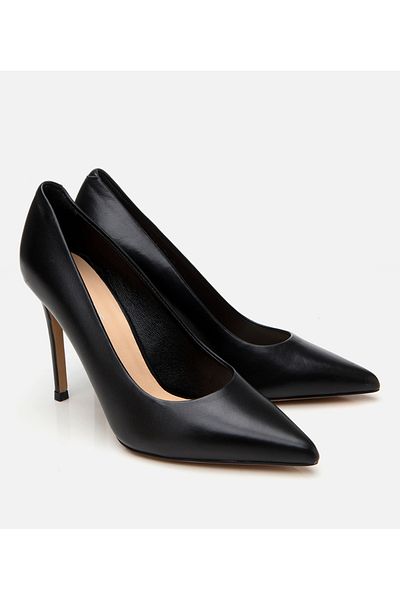 Hotiç Piele de damă neagră cu toc subțire stiletto